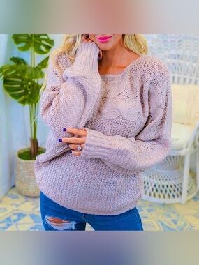 🍒BOGO50%🍒🆕🌿KYE MI: MAUVE Chunky Knit Oversized Sweater MEDIUM